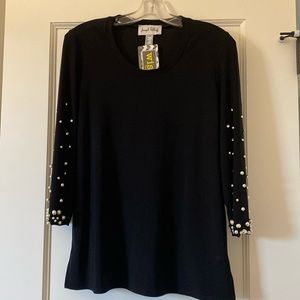 Joseph Ribkoff black tunic with Pearl detail. Size 4. New